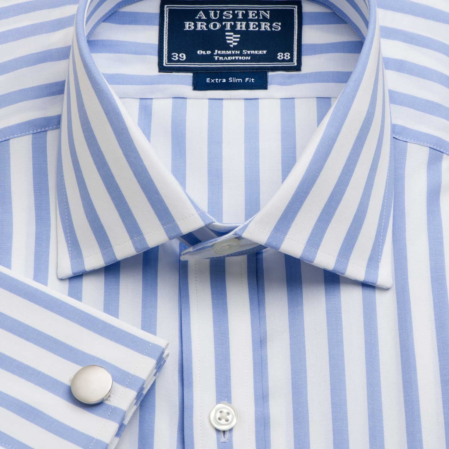 Sky Bold Stripe Poplin