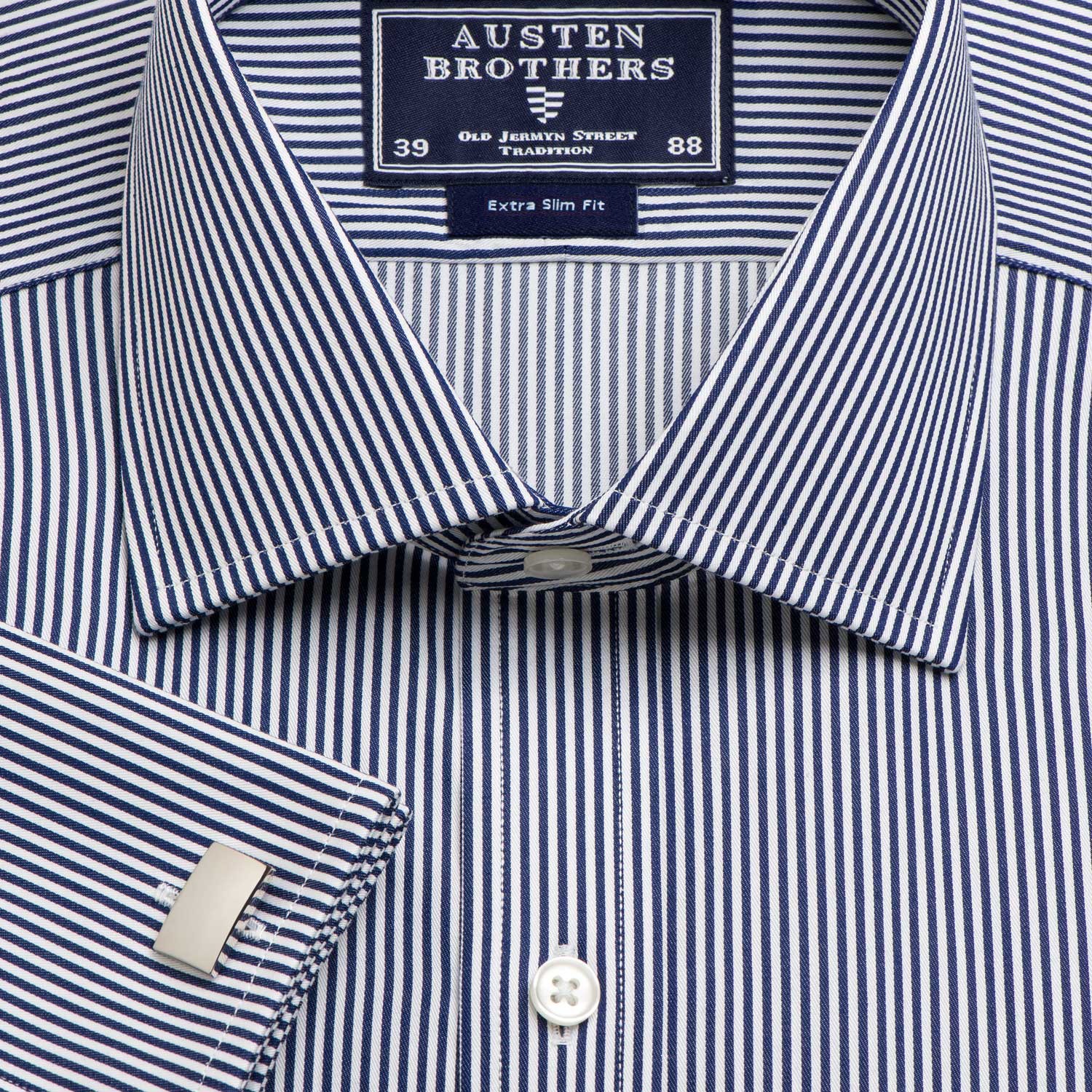 Navy Stripe Twill