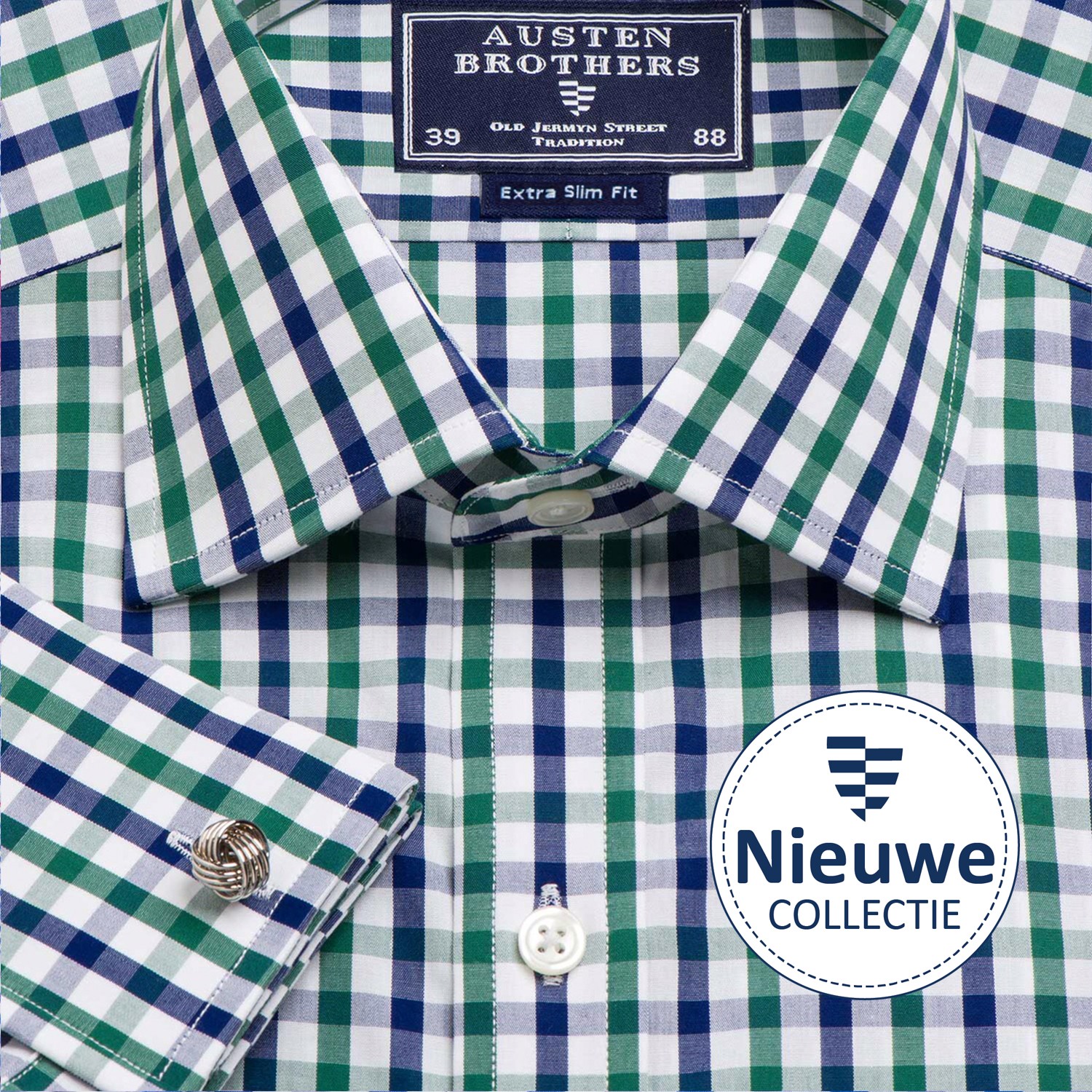 Green & Navy Tricker's Check Poplin