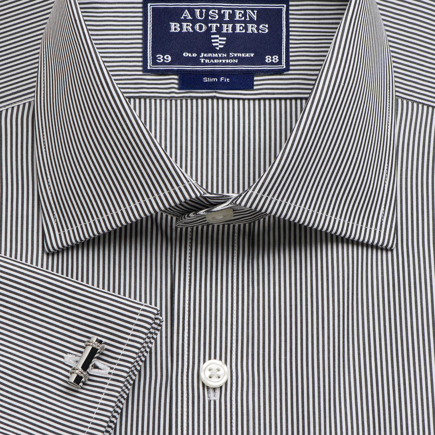 Black French Bengal Stripe Poplin