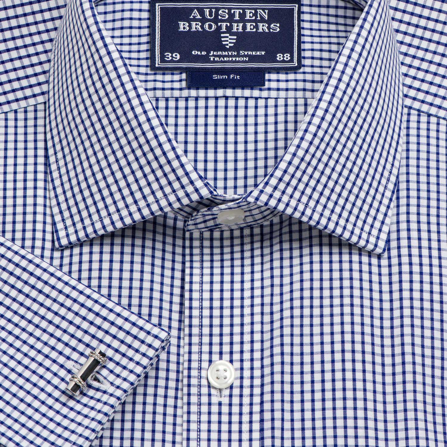 Navy Knightsbridge Check Poplin