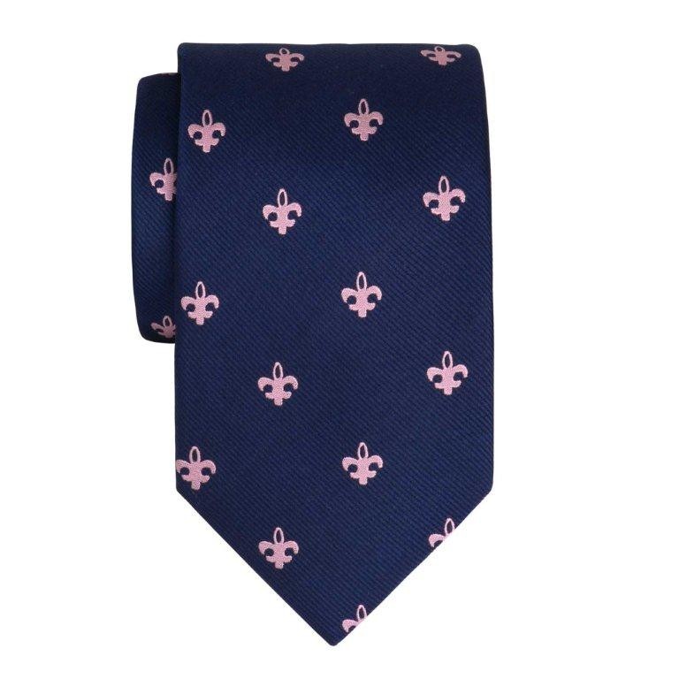 Pink on Navy Fleur-de-Lys