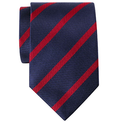 Red on Navy Herringbone Stripe