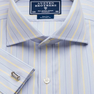 Sky & Yellow Jermyn St Stripe Poplin