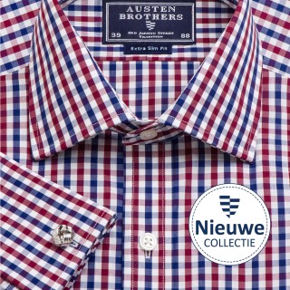 Burgundy & Navy Tricker's Check Poplin