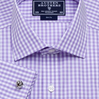 Lilac Large Gingham Check Poplin