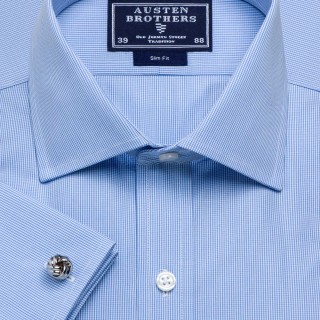 Sky Micro Check Poplin