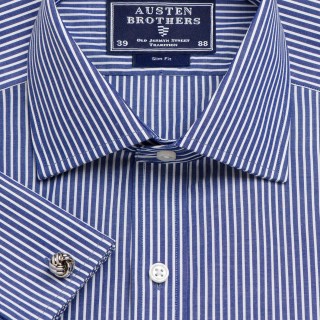 Navy Mayfair Stripe Poplin