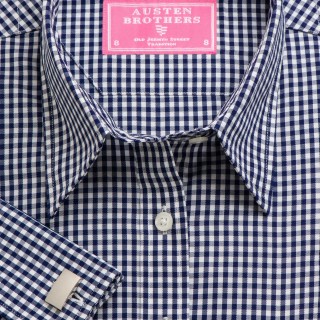 Navy Gingham Check Twill