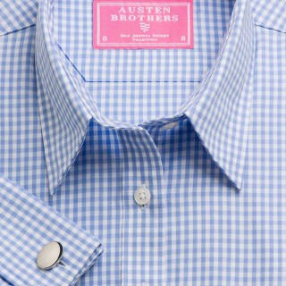Sky Gingham Check Twill